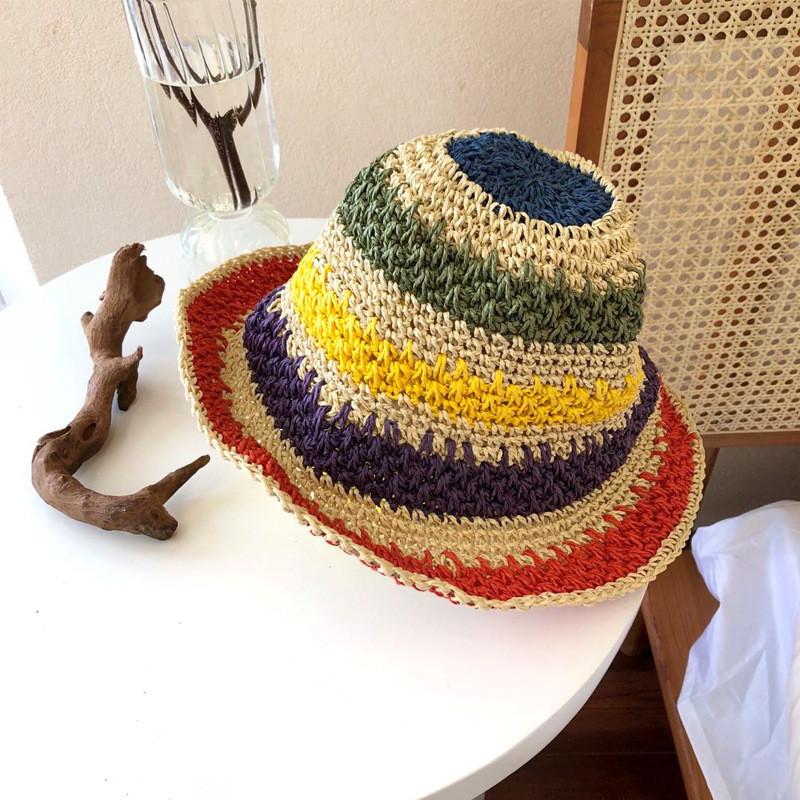 

Stylish Straw Hat Women Fashion Fisherman Hat Summer Sunshade Beach Hat Ins Korean Style Trendy Wide Brim Cap бежевий