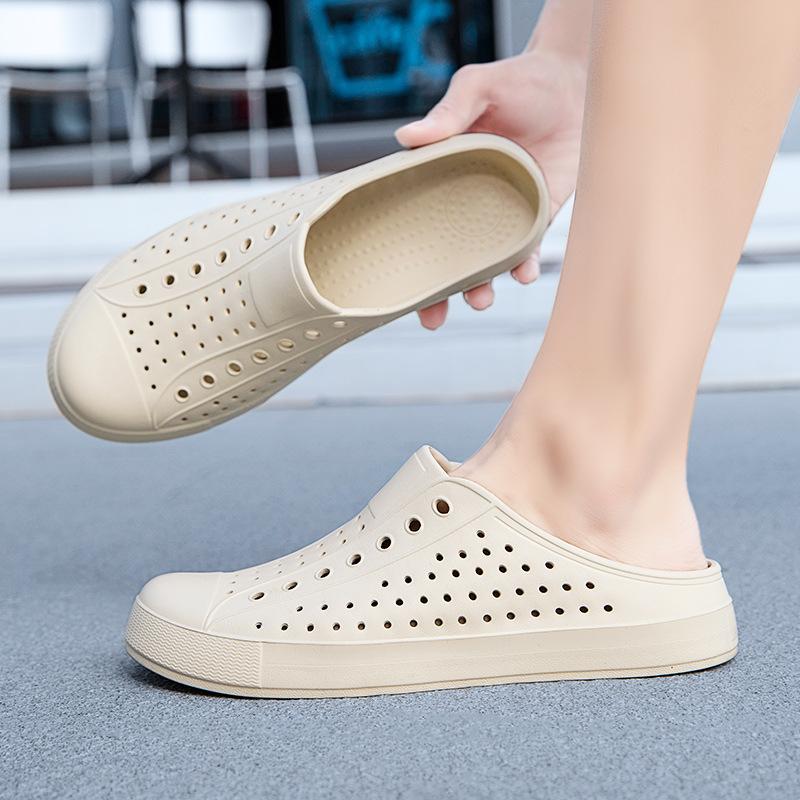 Summer Bamboo tune hole shoes for men and women casual breathable soft sole non-slip hollow wading cool slippers, outdoor