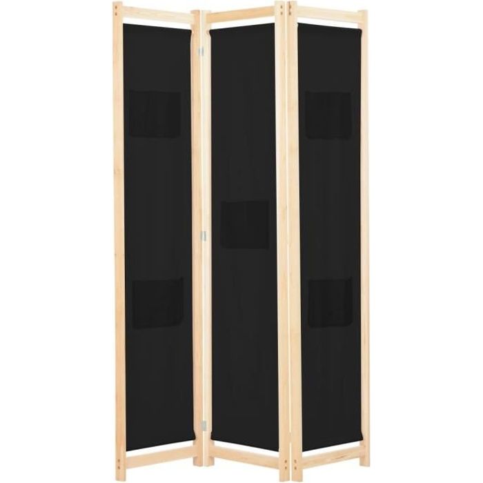 Cloison de séparation autoportante 3 panneaux noir VIDAXL