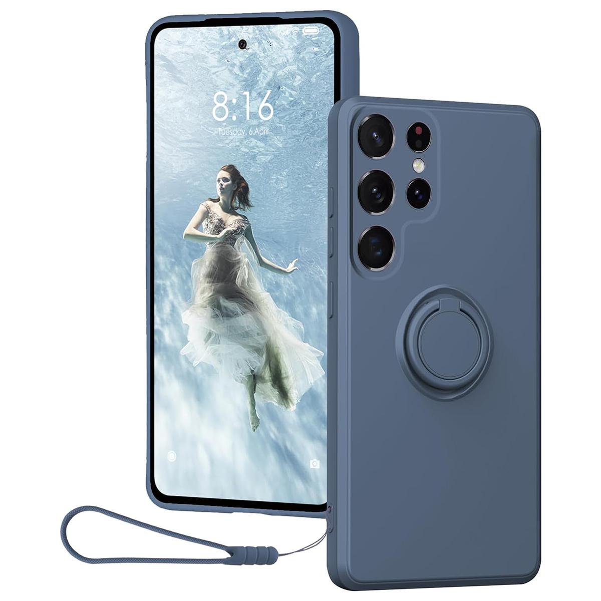 

Для Samsung Galaxy S25 Ultra Силиконовый чехол со кольцом-держателем и подставкой Чехол для телефона H