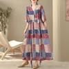 Short Sleeve Plus Size Cotton Linen Vintage Floral New In Dresses for Women Casual Loose Long Summer Dress