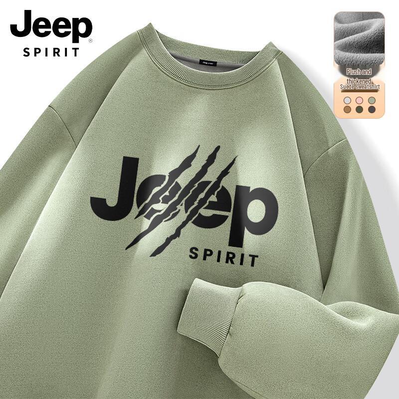 

JEEP SPIRIT Men s Fleece-lined Round Neck Printed Sweatshirt L