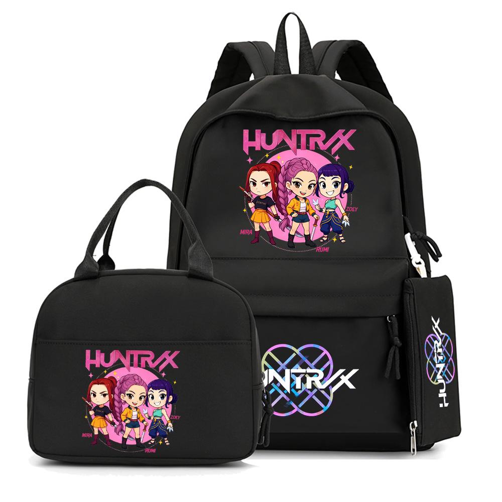 4Pcs/set Anime K-Pop Printed Backpack with Pencil Case Handbag for Teenager Student Boy Girl Bookbag Schoolbag Large Capacity Travel Bag Rucksak
