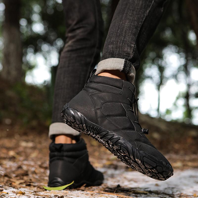 High-top Men's Winter Snow Boots Plush Warm Hiking Shoes Anti-slip Wear-resistant Outdoor Sneakers for Trekking Walking Camping Big Size