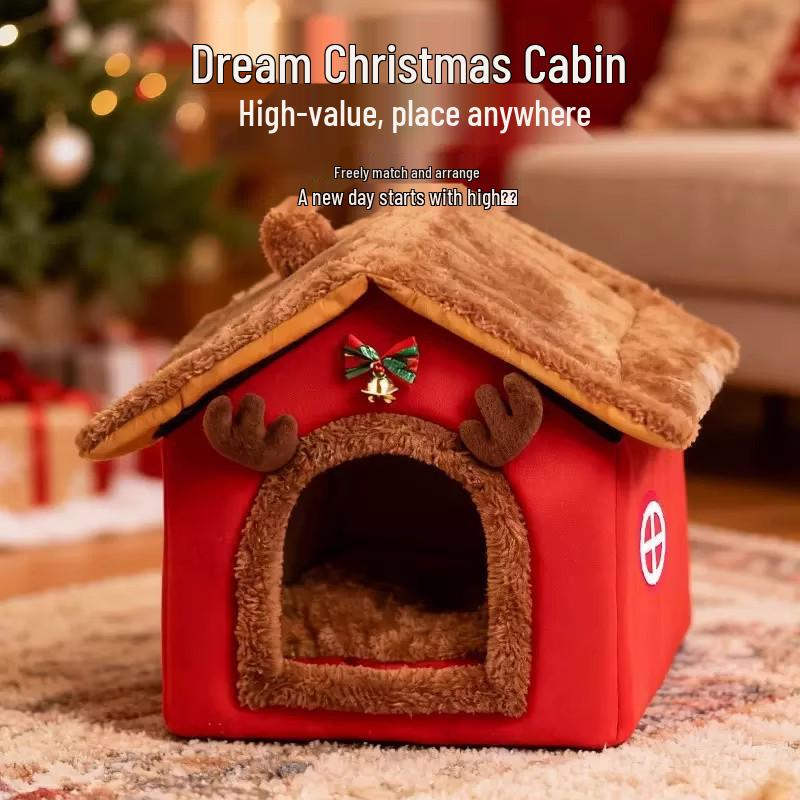 Universal Washable Pet Nest: Semi-Enclosed Cat & Dog Bed for All Seasons