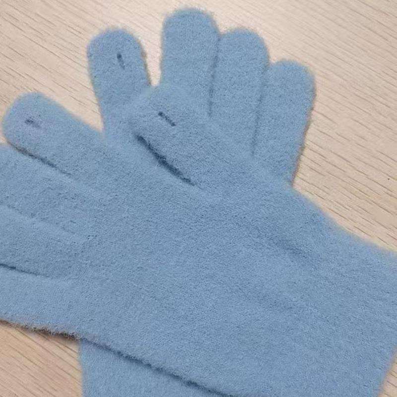 Winter warm knitted gloves simple mountaineering thickened velvet cycling women autumn winter cold protection