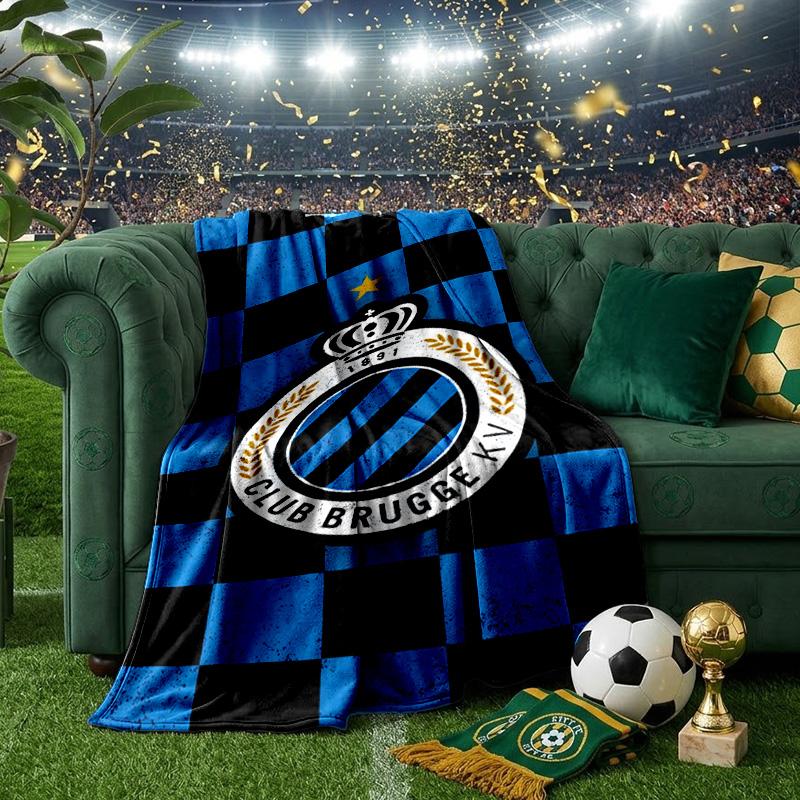 Coperta con Stemma FC Brugge Leggera Ideale per Letto Perfetta per Viaggi, Campeggio, Soggiorni, Uffici, Divani, Regalo di Natale per tifosi