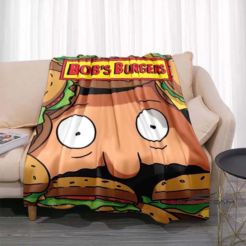 Happy Burger Shop cartoon print blanket. A warm and comfortable flannel blanket suitable for bedrooms, sofas, beds, chairs, picn