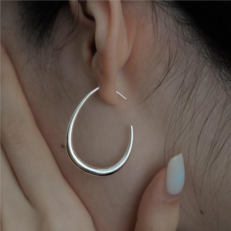 ANENJERY Irregular Geometry Big Earrings for Women Creative Unique Design Silver Color Party Jewelry