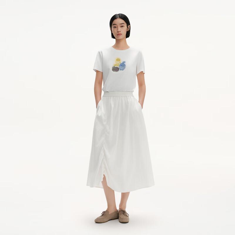 New Chinese Style Pleated Mid-Length Skirt