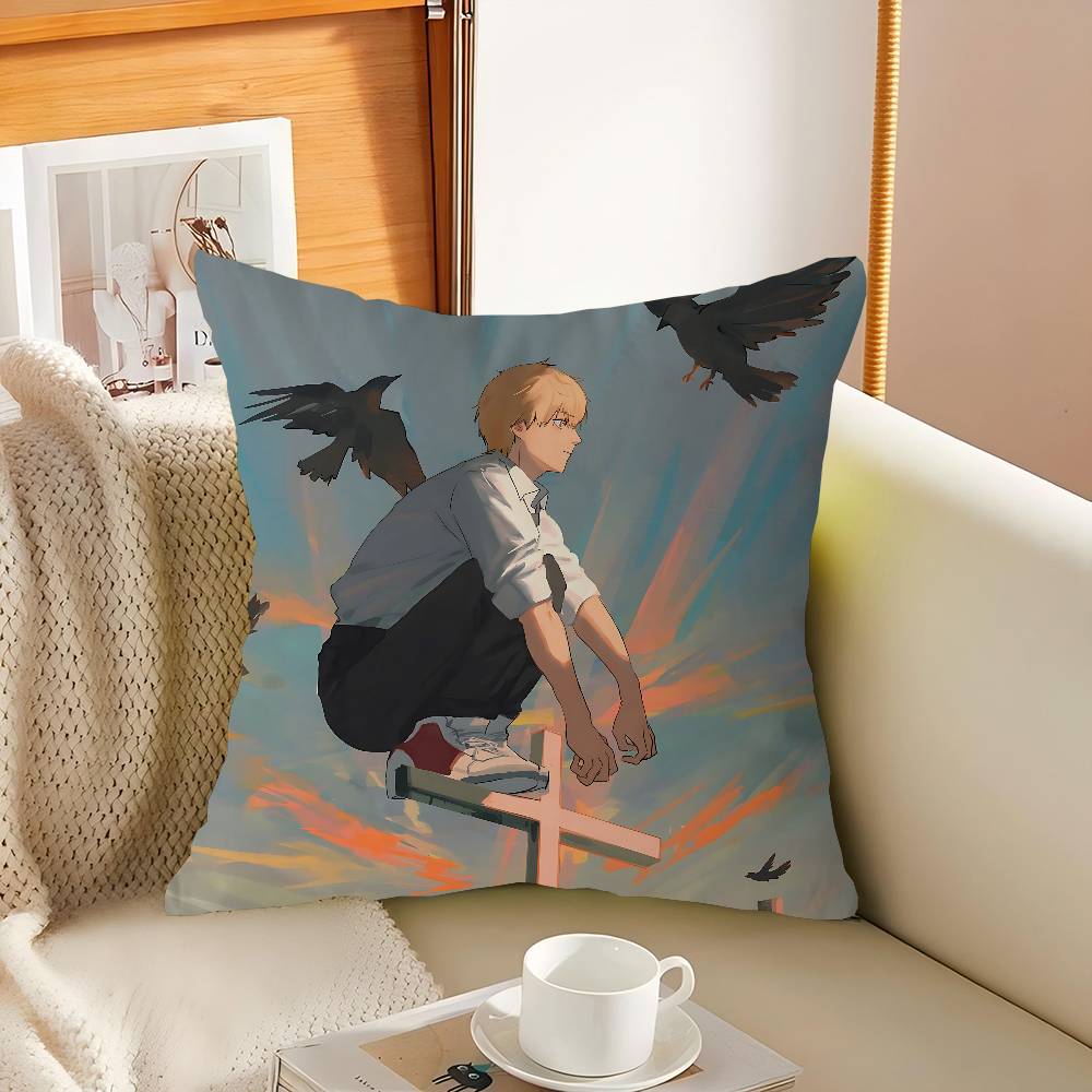 

Денджи Человек-бензопила Стич Наволочка Счастливый Дракон Чехол для подушки Диванный чехол Домашнее украшение Комнаты Детский подарок 16x16Inch