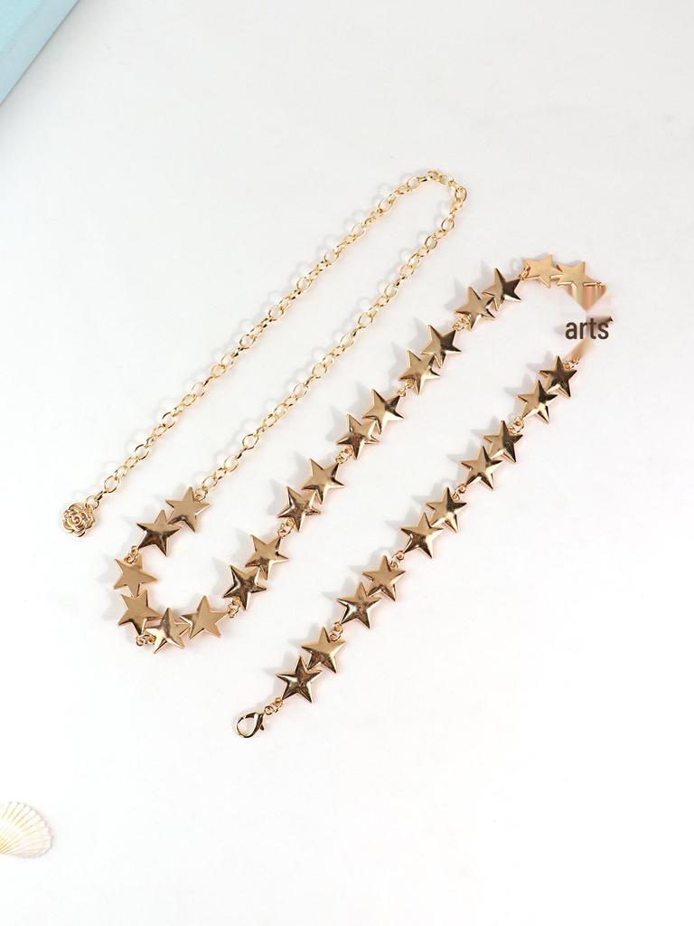 Women's Japanese Sweet Star Metal Waist Chain - Slimming & Versatile Dress Decoration Belt