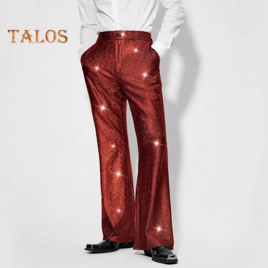 Herrenhose mit glänzenden Pailletten, Retro-Party-Tanzhose mit elastischer Taille, weites Bein, Nachtclub-Diskohose für Bühnenauftritte, Hip-Hop-Bar