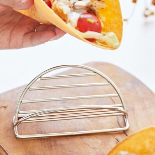 LIFKOME 2 Pack Stainless Steel Taco Holder Stand, Space-Saving Stackable Pancake Display Rack for Kitchen Party, Silver
