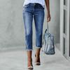 Dameskinny ripped trendy jeans distressed stretchy denimbukser