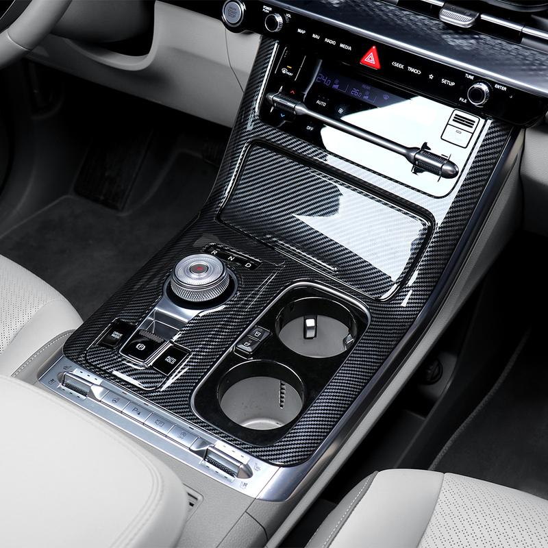 For KIA Carnival KA4 -2024 Car Tuning Carbon Fiber Center Console Trim Cover Interior Accessories LHD