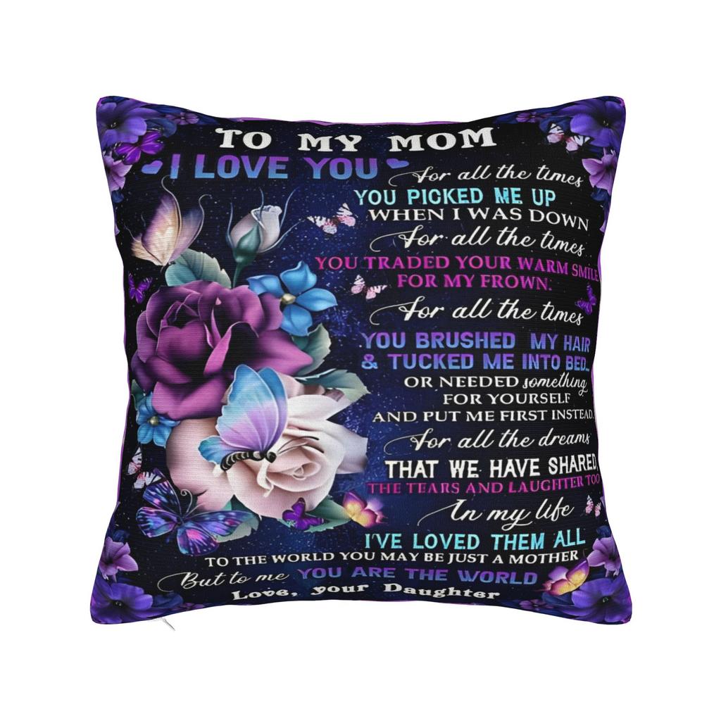 I Love You Mom Square Pillowcases Polyester Car Mother's Day  Cushion Case Funny Decor Pillowcase 45*45