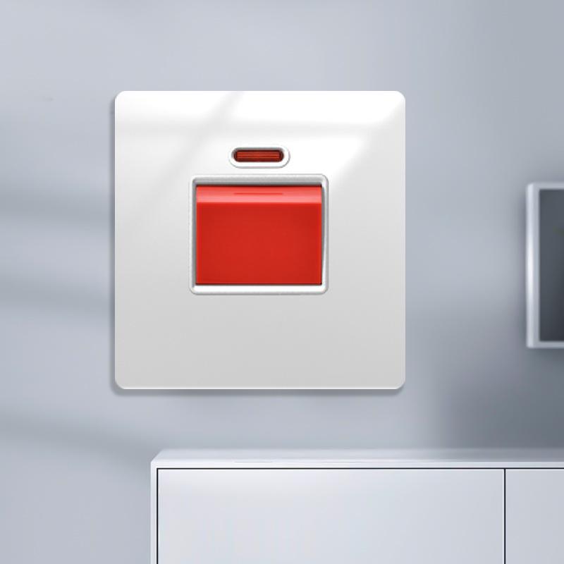 Huihuang Grå Herdet Glass Speil 1-Gangs 5-Hulls Bryter Stikkontakt Panel 86-Type Vegginnfelt.