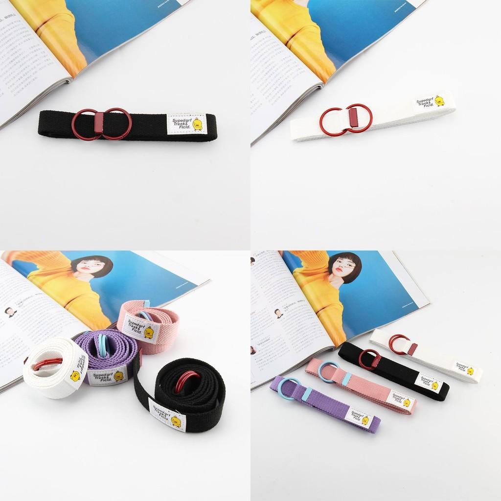 Duck Yellow Alphabet Adhesive Cloth Double Loop Buckle Belt Canvas Weaving