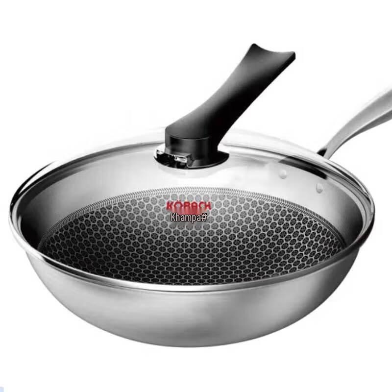 Kombach 304 Triple-Layer Stainless Steel Wok, 32cm