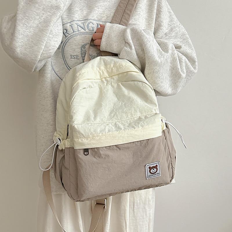 Women Contrast Color Backpack Junior High School Student Travel Small Schoolbag