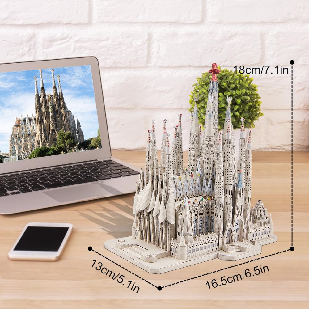 Piececool Sagrada Familia 3D Puzzle Berühmtes Architektonisches Gebäude Metall Nano Puzzle Montage Erforderlich Kleber Schwierigkeitsgrad 6 Sterne Mittelstufe
