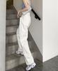 Aimoha Denim Pants with Waist Baggy Zip White Size White Women's High-Waisted Tucks, Silhouette, Fly, Denim, XL,