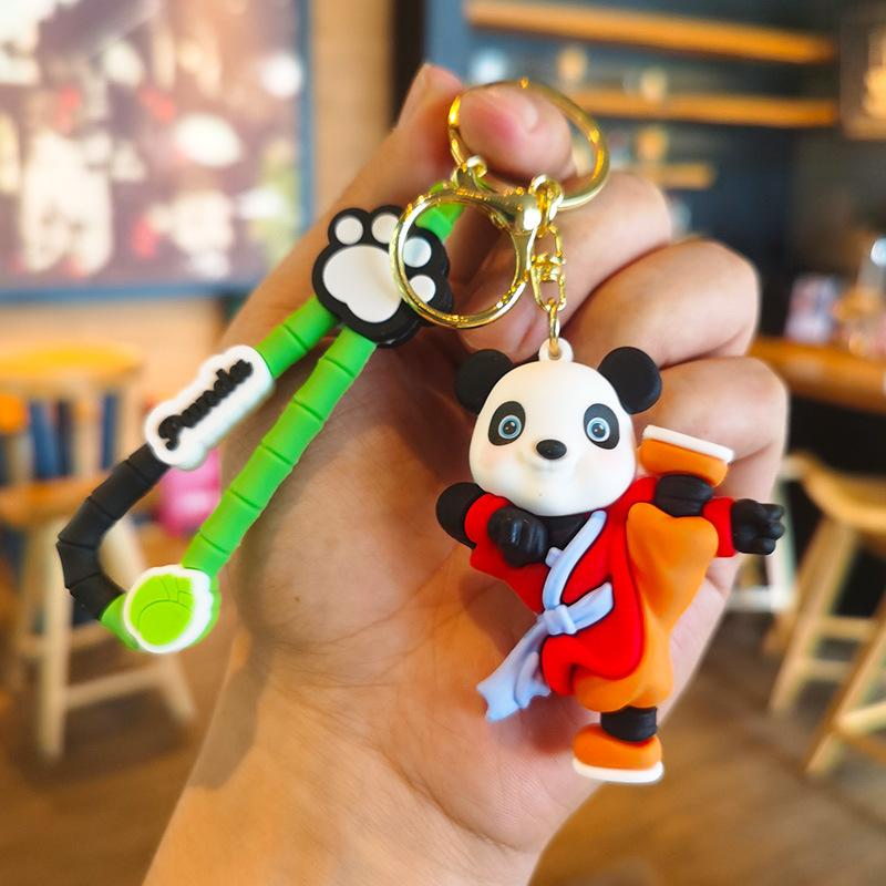 

Martial Arts China-Chic Panda Key Chain Lover Bag Cute Figure Hanging Car Personalized Gifts Y2k Accessories Key Chain Gift