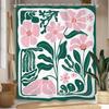 Pink Green Abstract Floral Pattern Waterproof Shower Curtain 180x180cm - Modern Botanical Print Bath Curtain for Home Decor