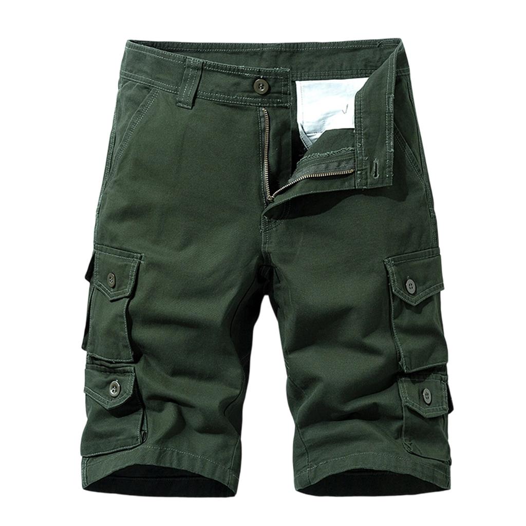 Men Style Multi Pocket Cargo Shorts Relaxed Fit Button Zip Fly Durable Fabric Casual Design