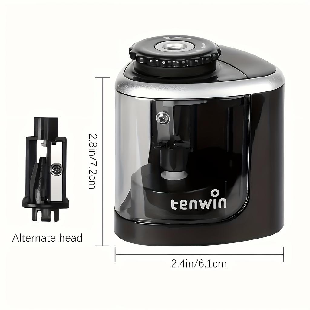 1pc Stylish Black Electric Pencil Sharpener with Auto-Stop & Auto-Exclude Broken Leads - Fast & Efficient Sharpening, Durable PP Construction