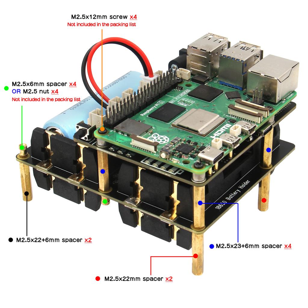 Geekworm X1203 USV 5.1V 5A Shield & Power Management Board für Raspberry Pi 5
