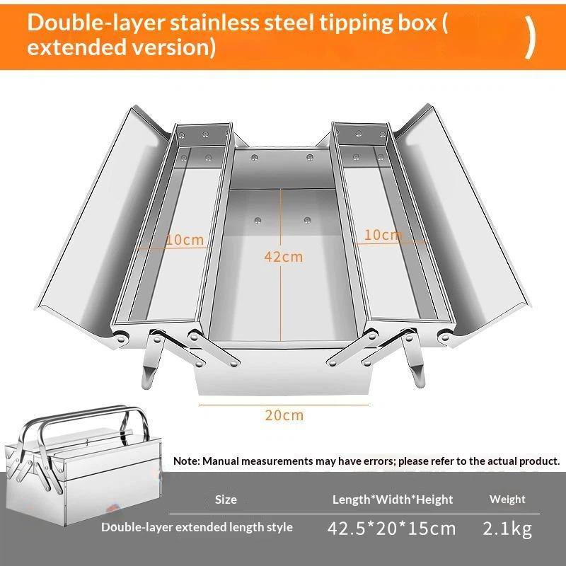 Stainless Steel Foldable Tool Box Multi Layer Portable Hardware Storage Case For Auto Repair Household Tool Organizing Work Use
