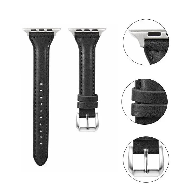 Slim Leather Strap for Apple Watch Bands 45mm 44mm 40mm 41mm 42mm 46mm Ultra 2 49mm 44 Mm Bracelet  10 9 8 7 Se 5 4 6