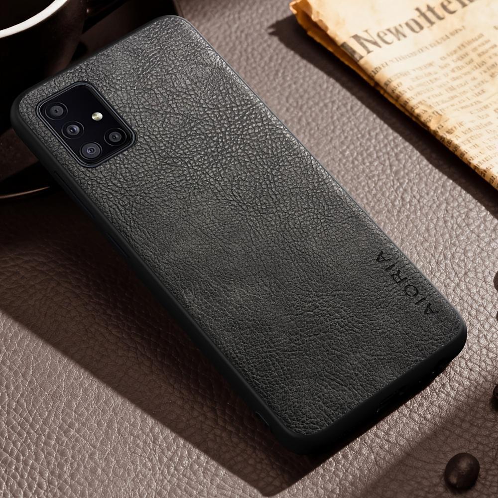 Phone Case: Luxury Case for Samsung Galaxy A71 A51 A11 5G Retro Fashion Natural Texture Solid Color Anti-fingerprints Synthetic Leather Precise
