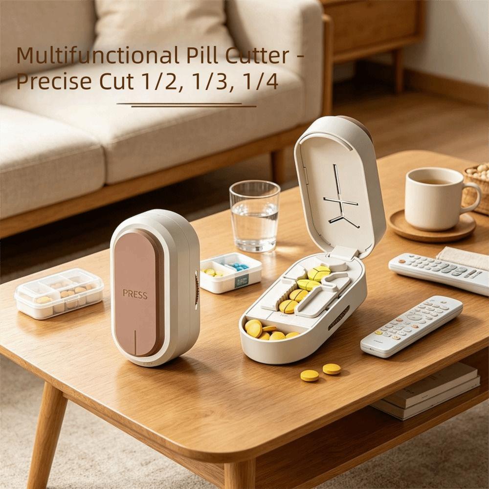 Dustproof Pill Cutter for Precise Cutting of Tablets Into 1/2, 1/3, 1/4 Pieces