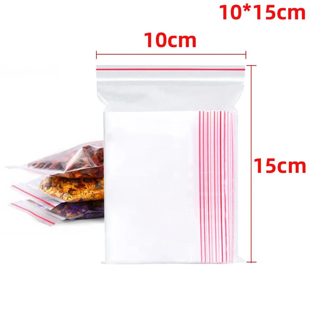 200/100Pcs Thicken Zipper Sealed Bags Clear Plastic Storage Bag for Small Jewelry Food Packing Reclosable Zippers Sealing Pouch