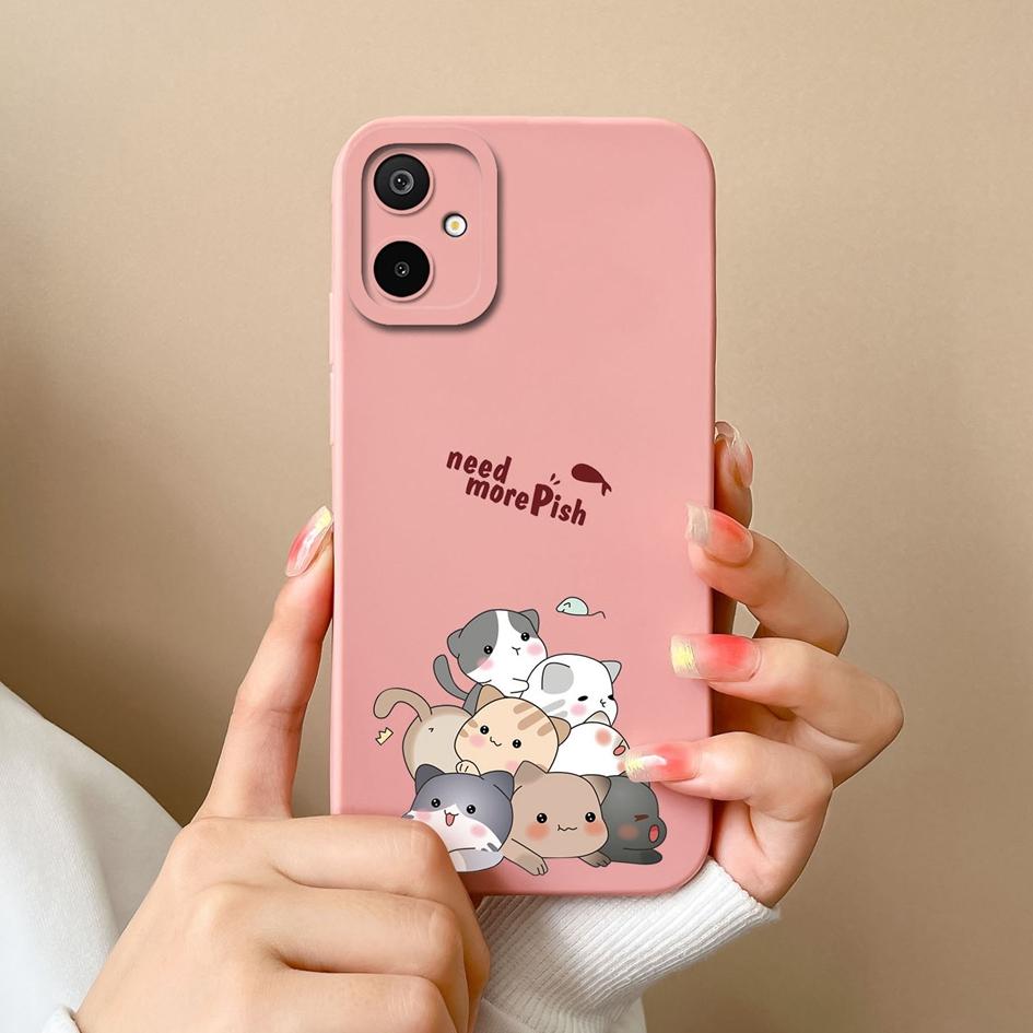 Lovely Cat Owl Pink Phone Cases For Samsung Galaxy F06 A06 F16 M06 M16 S25 Edge Liquid Silicone Dustproof Protective Covers For Samsung Bumper Housing