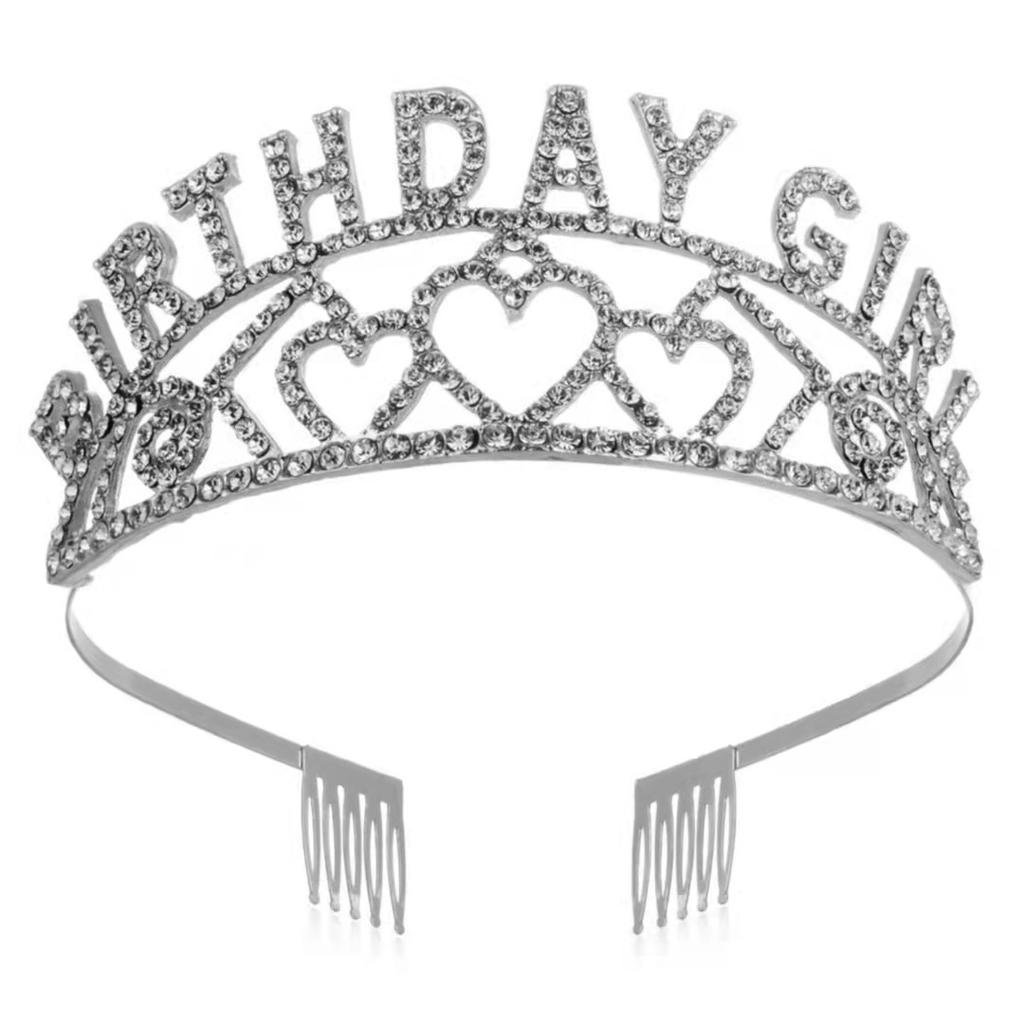 Drahokamenná narozeninová královna dívka Královna princezna, Love Birthday Crown popruh přes rameno