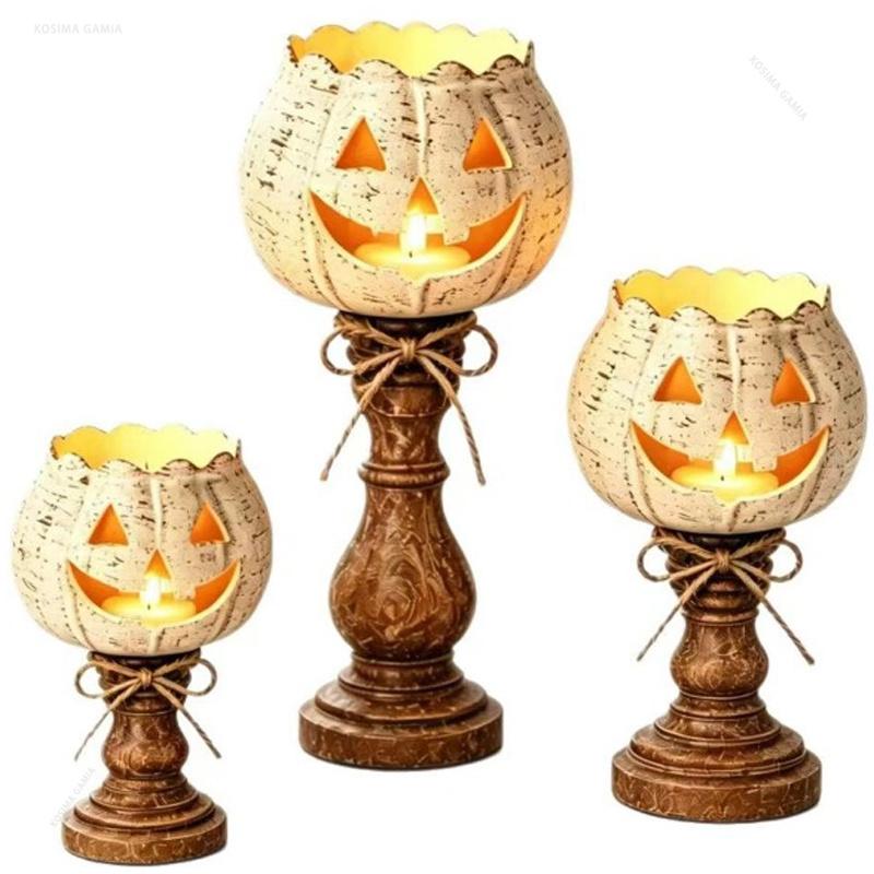 Xiaomi Halloween Light Pumpkin Candlestick Lantern Pumpkin Tealight Candle Holder Lamp Halloween Party Home Decor Ornaments Props Gifts
