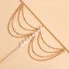 European and American popular jewelry, resort beach multi-layer metal chain foot decoration, fringed imitation pearl beaded finger anklet