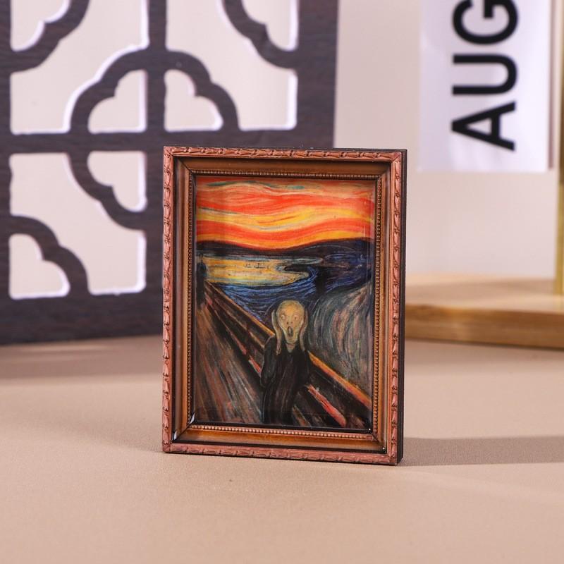 Custom Wooden Fridge Magnet World Famous Painting Oil Art Series Cultural Gift Home Decor Retro Souvenir