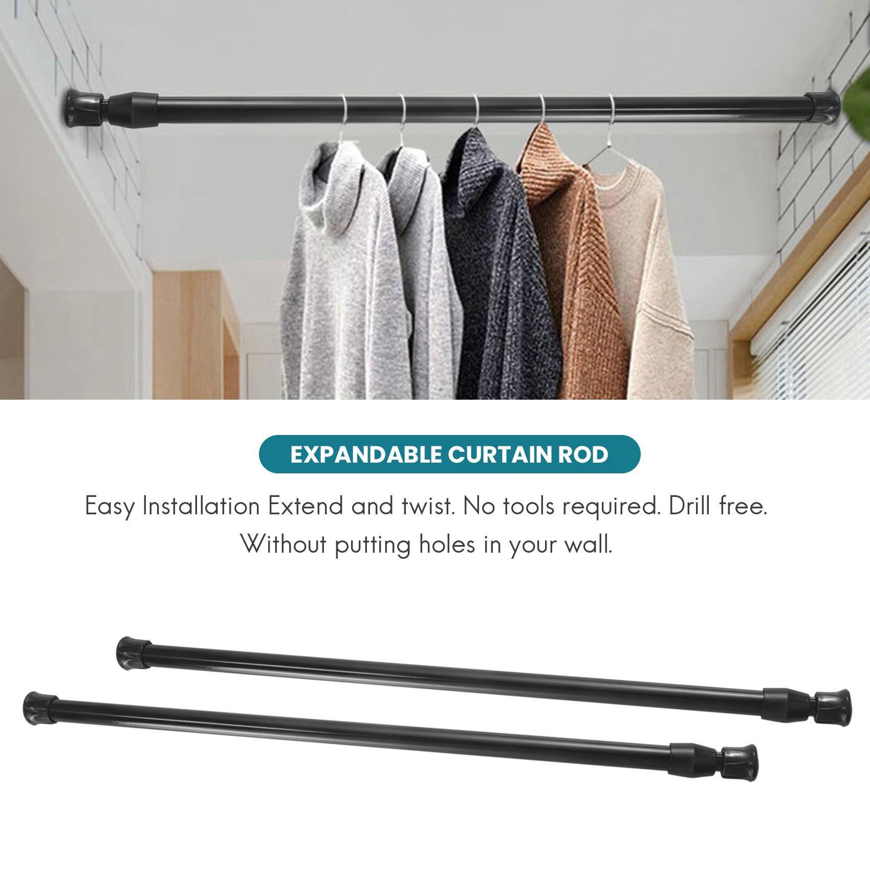 B69A 3 шт. Пружинные карнизы 16–28 дюймов Распорный карниз Пружинный карниз Регулируемый карниз Раздвижной карниз чёрный