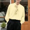 INCERUN Eleganti Camicie Casual da Uomo con Laccio al Collo, Maniche Lunghe, Fantasia Floreale
