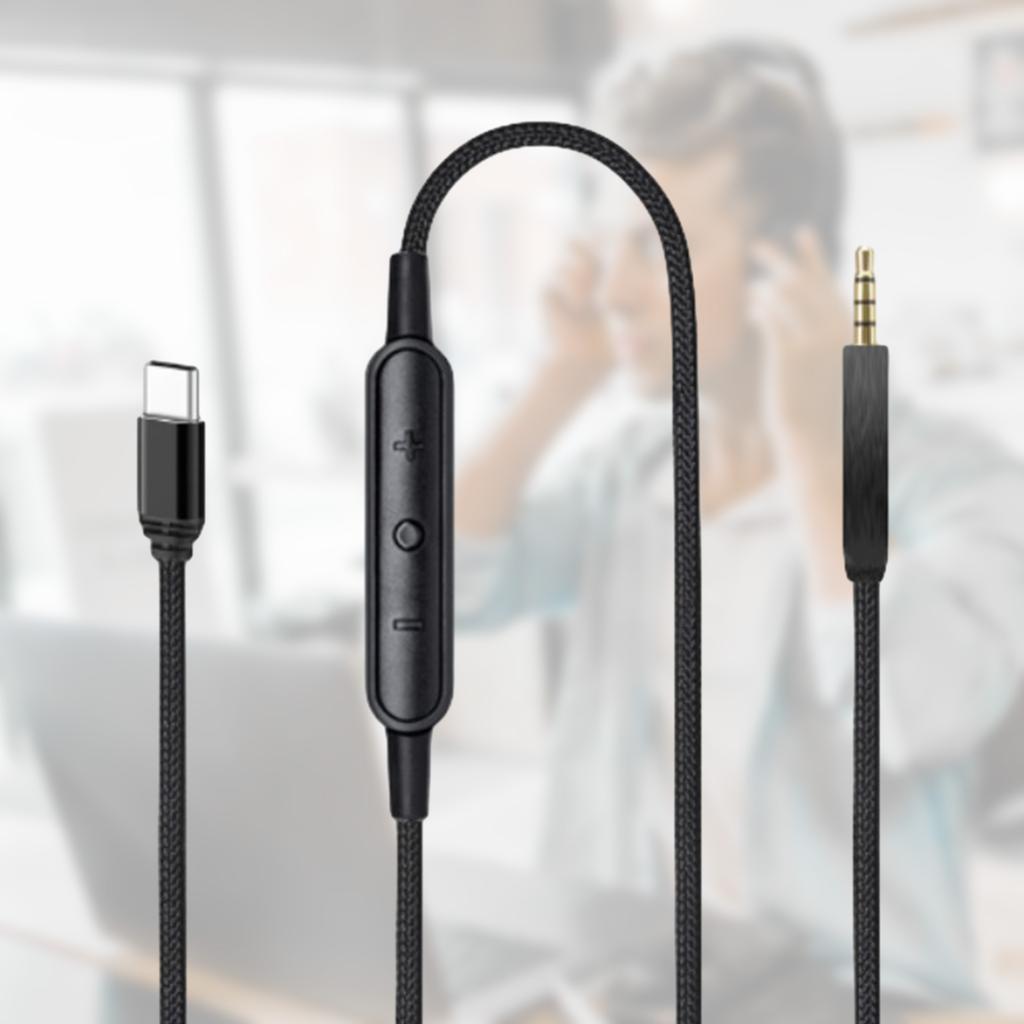 Reliable USB C Cable for QC25/QC35/QC35II/QC45/NC700/Y40/Y45/Y50 Headset Type C To 2.5mm Cord with Inline Mic Wire