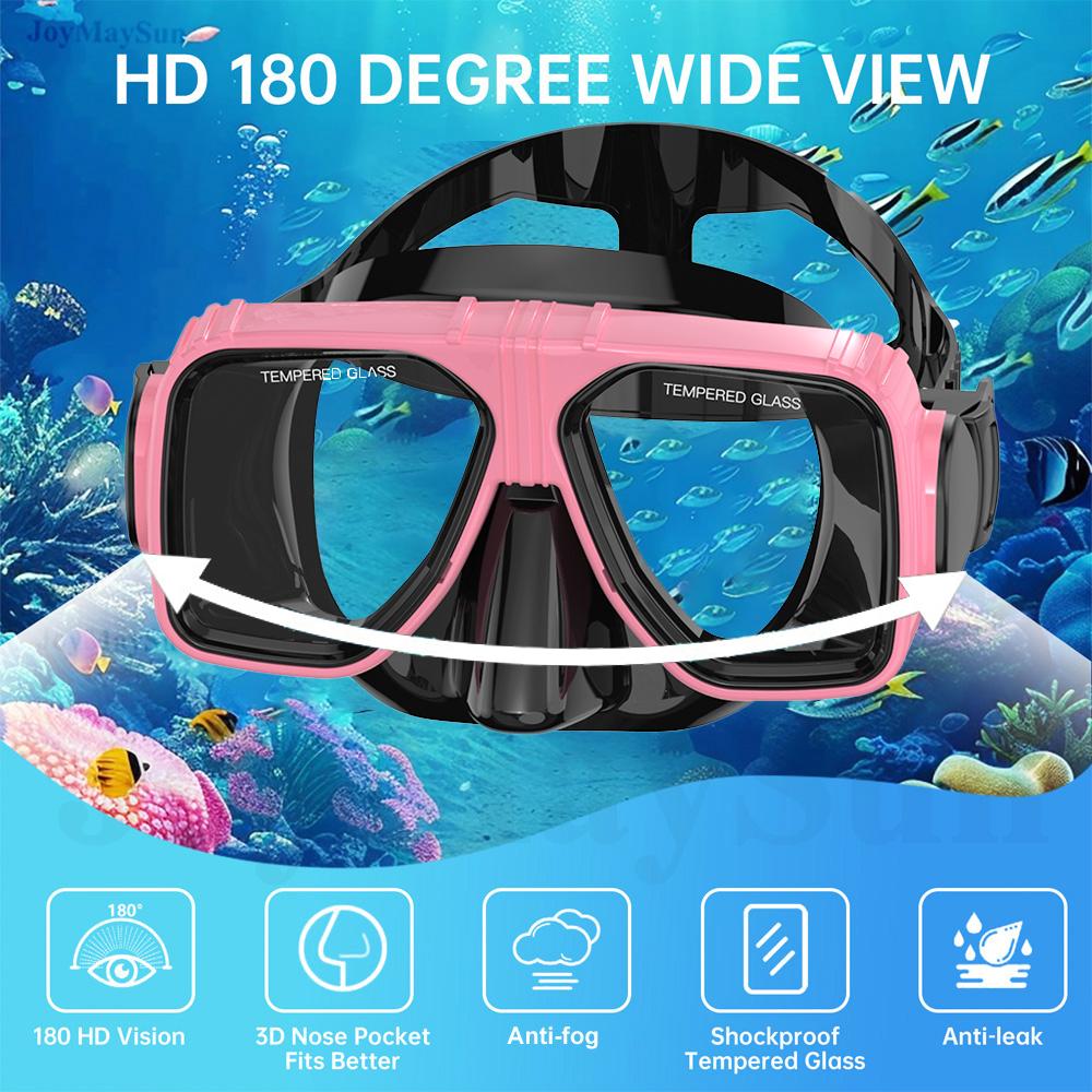 Diving Mask Fin Snorkel Set for Adult Panoramic View Snorkel Mask Adjustable Dive Flipper Dry Top Snorkel and Travel Bag  Practical Use
