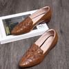 Soft Leather Carved Hollow Women's Leather Shoes Moccasin Work Shoes Cusp Thick Heel Soft Sole Sandals Comfortable Fashion Spring Summer