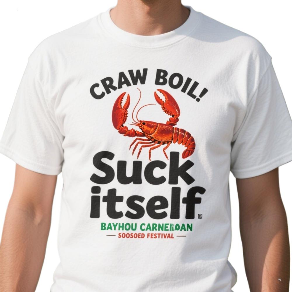 Crawfish Boil Funny Suck Itself Bayou Cajun Seafood Festival TShirt 100 Cotton ONeck Summer Short Sleeve Casual Mens Tshirt S