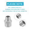 Feelers Reducing Hex Nipple, 304 Stainless Steel 1"x 3/4" NPT Male Pipe Fitting Reducer Nipple Adapter (Pack of 2)