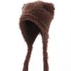 Solid Color Beanies Cap Windproof Women Earmuffs Cap Cute Winter Bear Ears Hat